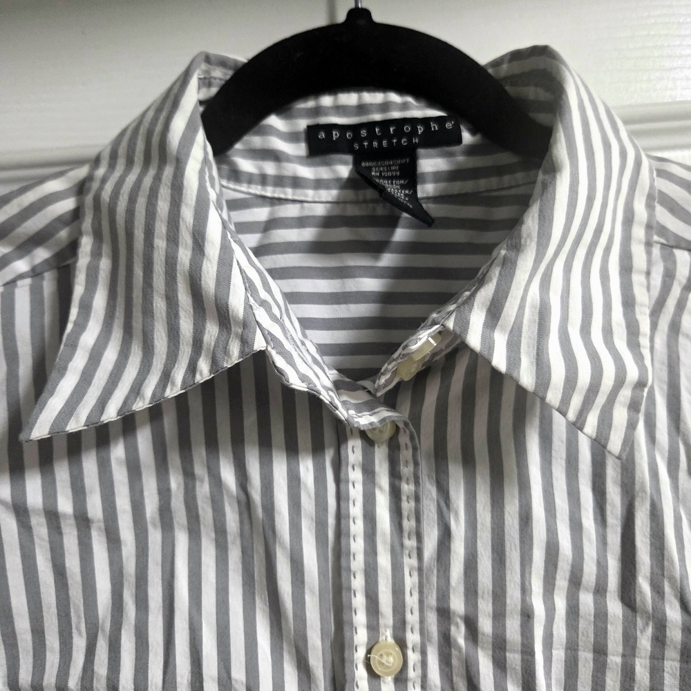 Classic Gray Stripe Womens Button-Up Shirt - Picture 4 of 5